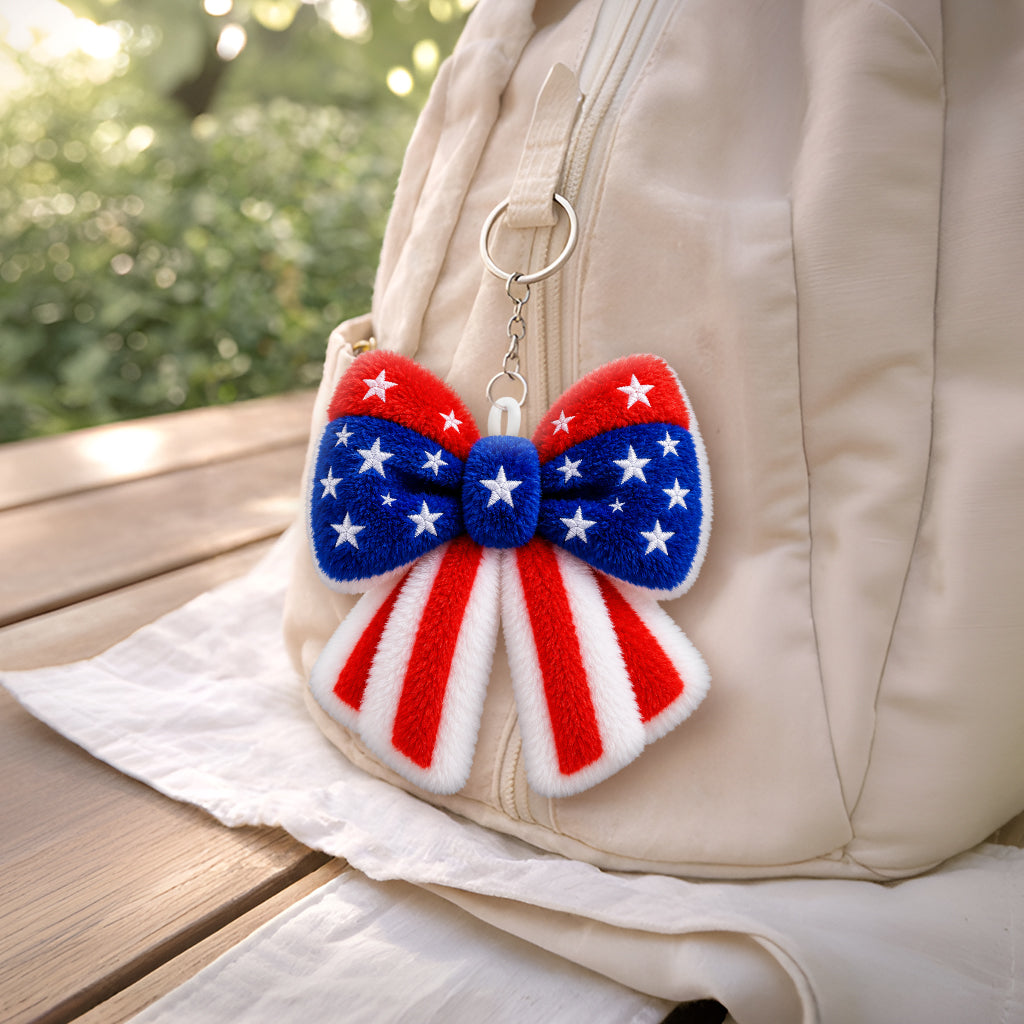 America's 250th Bow - Personalized Independence Day/ 4th of July Rhinestone Tumbler With Plush Charm