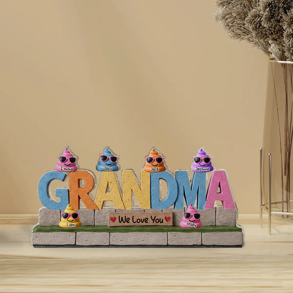 Grandma's Little Shits - Personalized Grandma Custom Shaped Acrylic Plaque