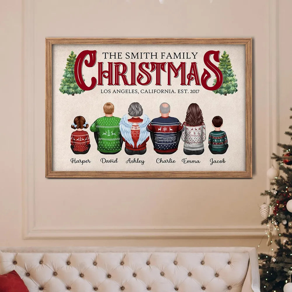 Christmas Family Sitting Together Personalized Poster, Christmas Decoration