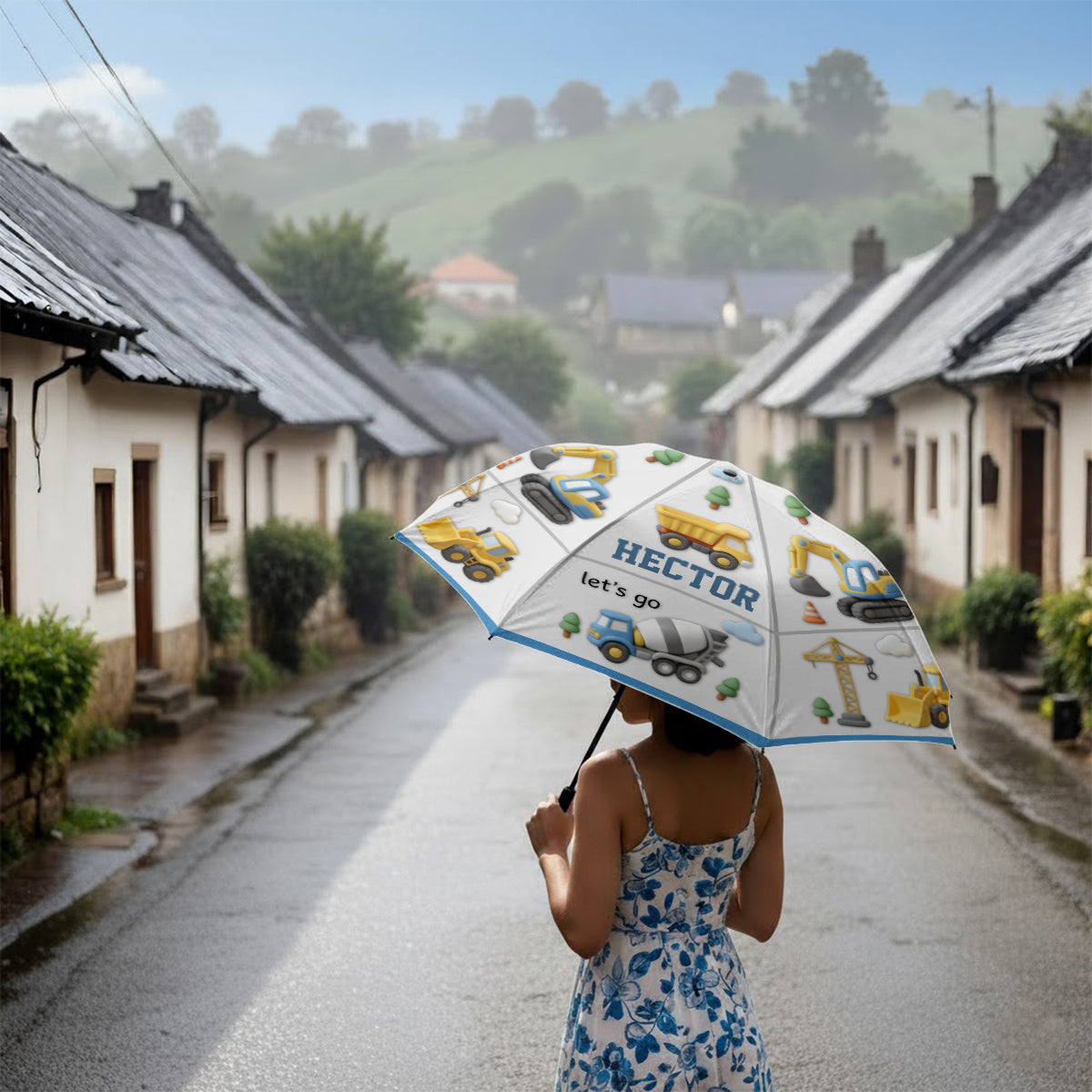 Construction Machines - Personalized Kid Umbrella