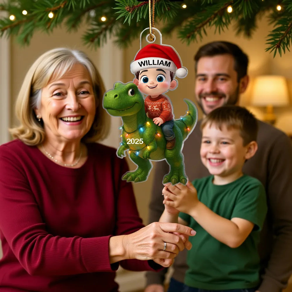 Acrylic Ornament Featuring Kid and Dinosaur Theme, Refined Texture, Perfect Collectible Gift for Children