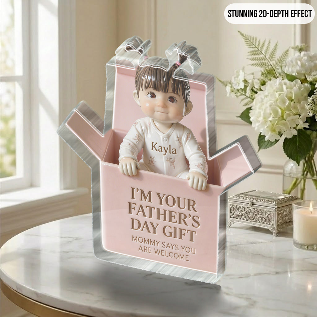 Father's Day Gift - Personalized Newborn Custom Shaped Acrylic Plaque