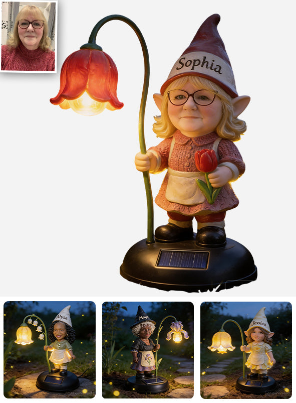 Custom Gnome Light From Any Photo - Personalized Gardening Garden Solar Light