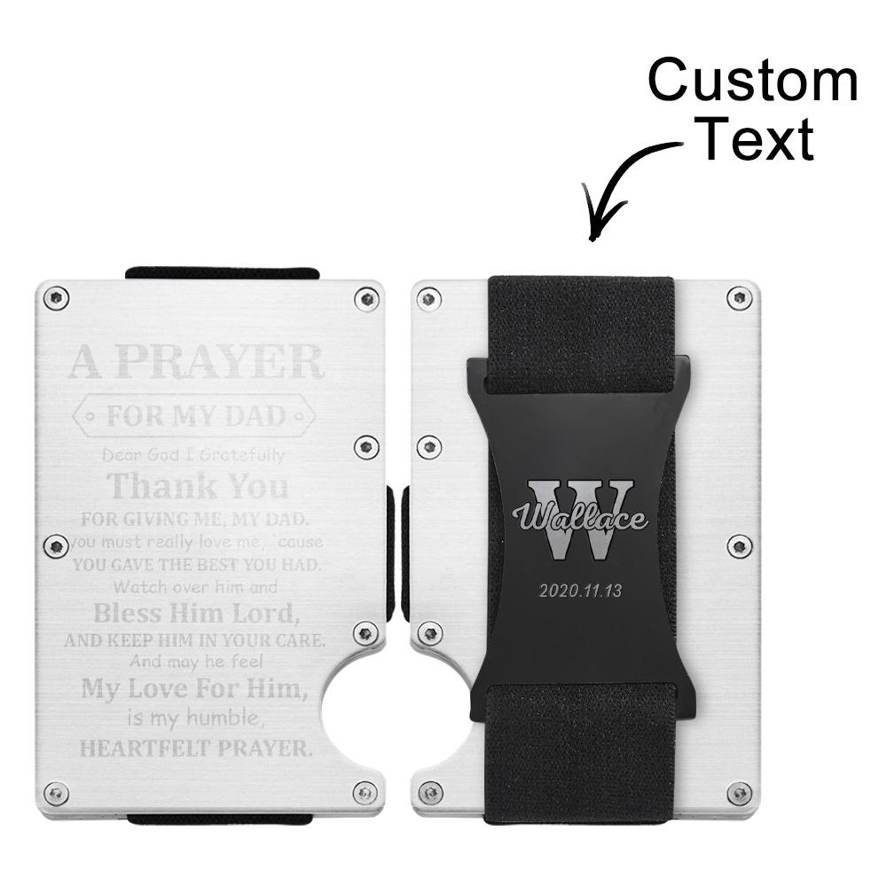 A Prayer For My Dad - Personalized Memorial Engraved Metal RFID Blocking Card Holder