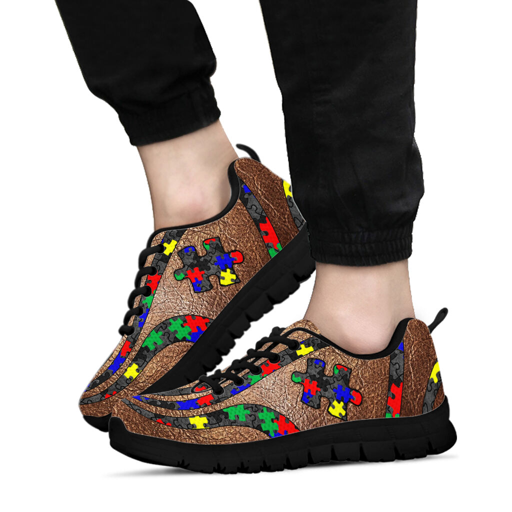 Autism Line Leather Pattern Print Autism Awareness Sneakers 0622