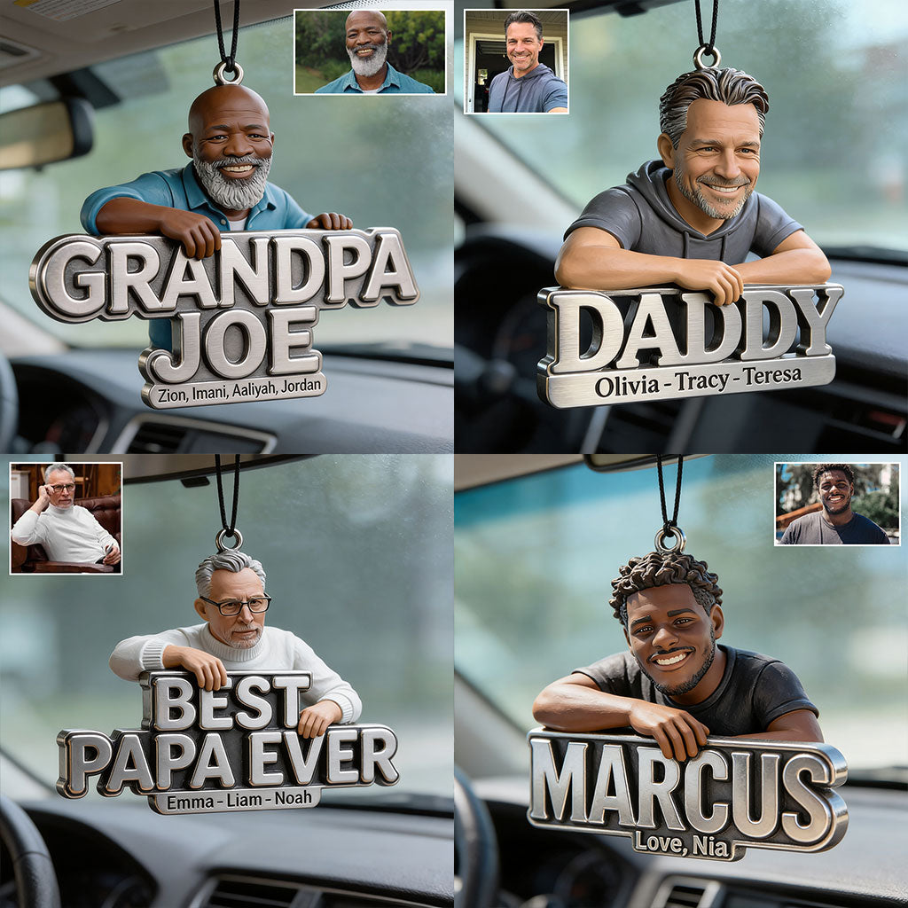 Father's Day Gifts For Dad, Grandpa - Personalized Grandpa Transparent Car Ornament