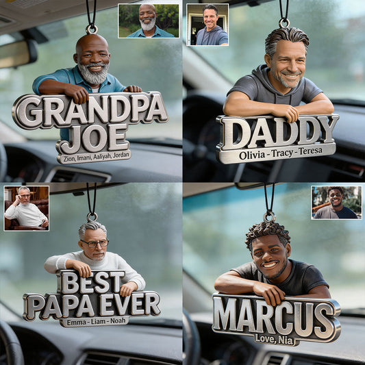 Father's Day Gifts For Dad, Grandpa - Personalized Grandpa Transparent Car Ornament