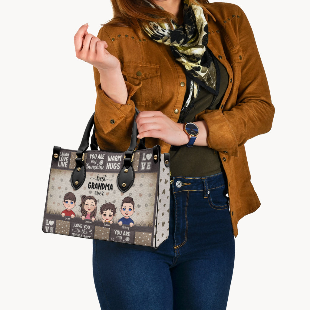 Best Grandma/ Mom Ever - Gift for grandma - Personalized Leather Handbag