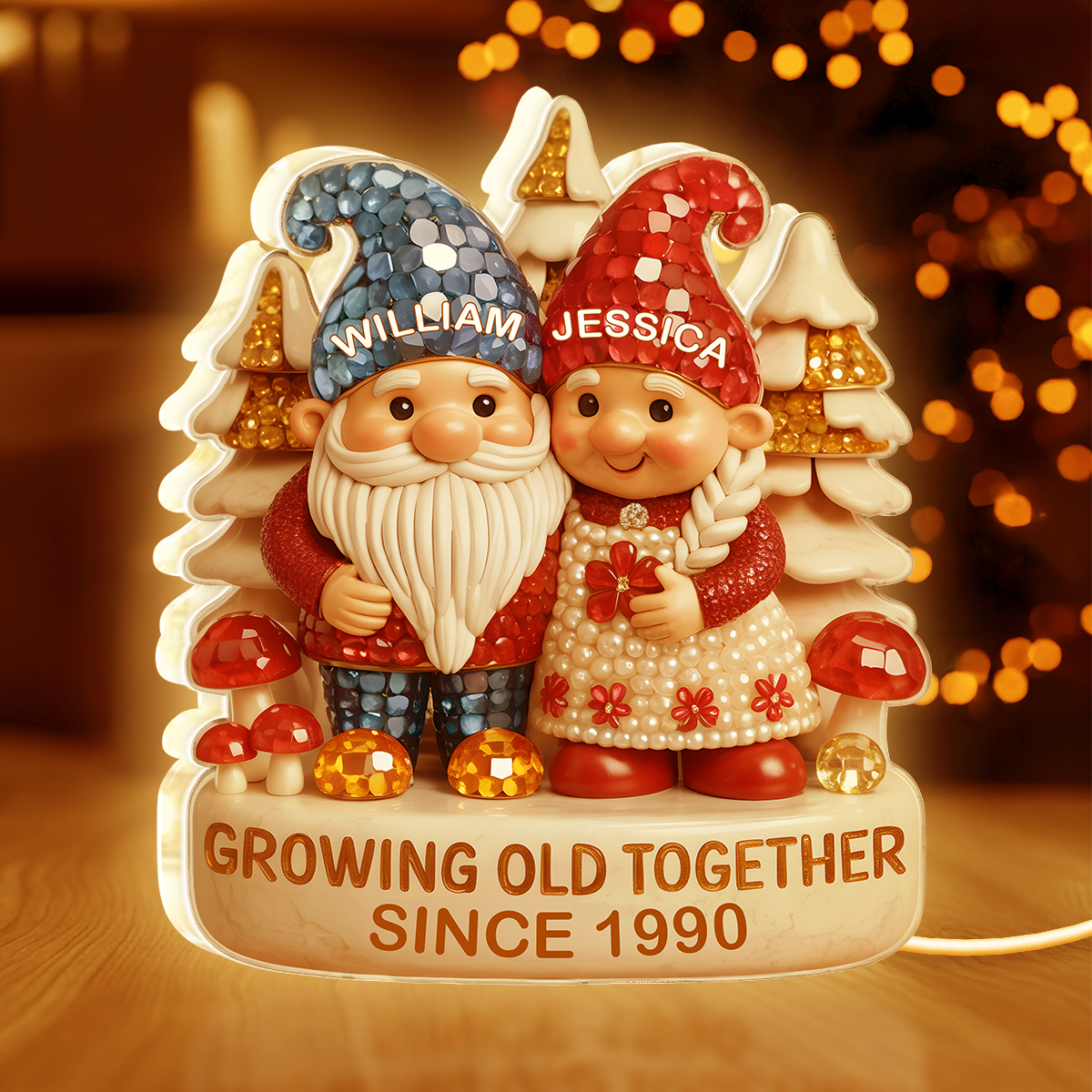 Growing Old Together Custom Acrylic Light Box, Cozy Winter Couple Scene, Soft Atmosphere Lighting Romantic Gift for Couples