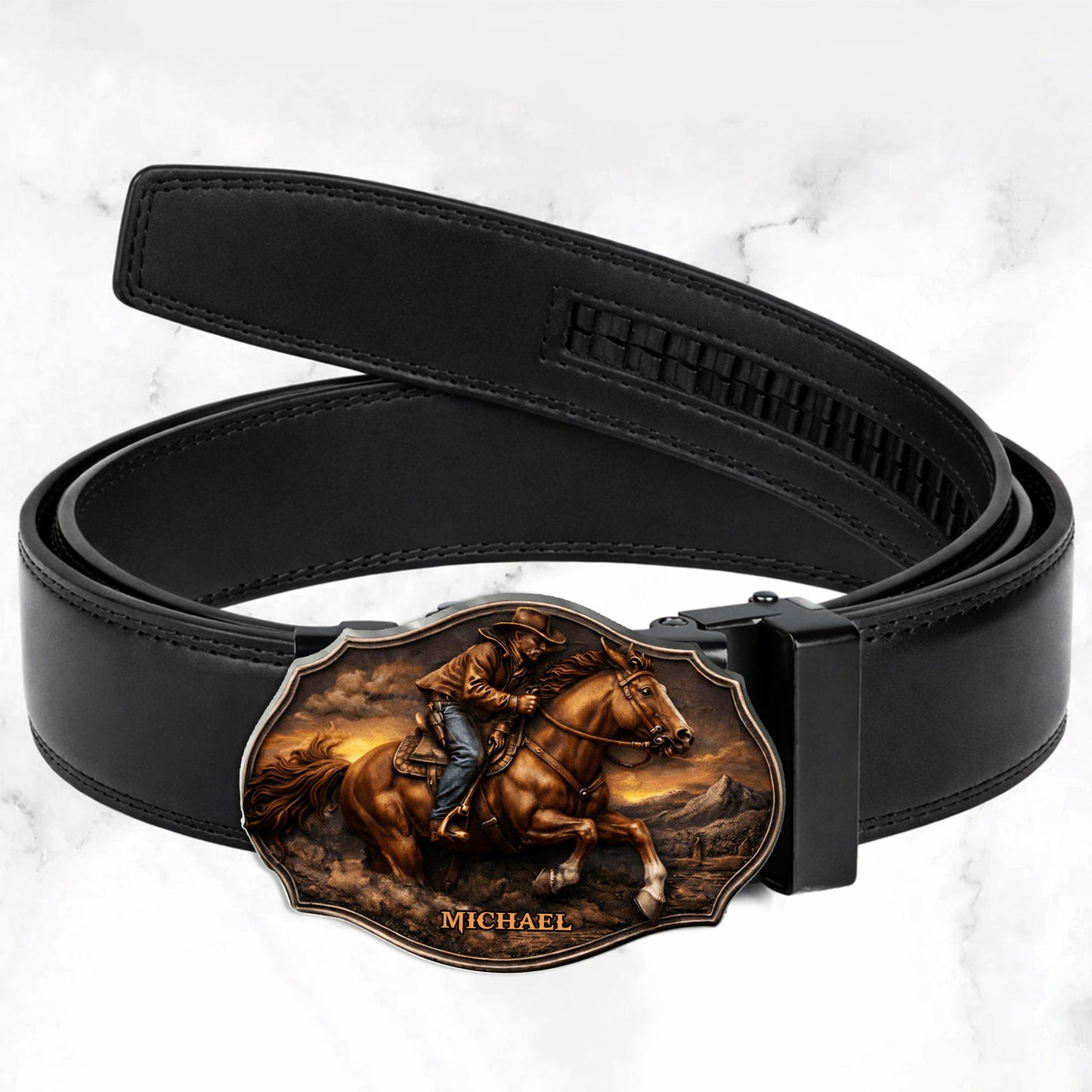 Dallas Cowboys, Western Theme - Personalized Western Outfit Leather Belt With Shaped Buckle