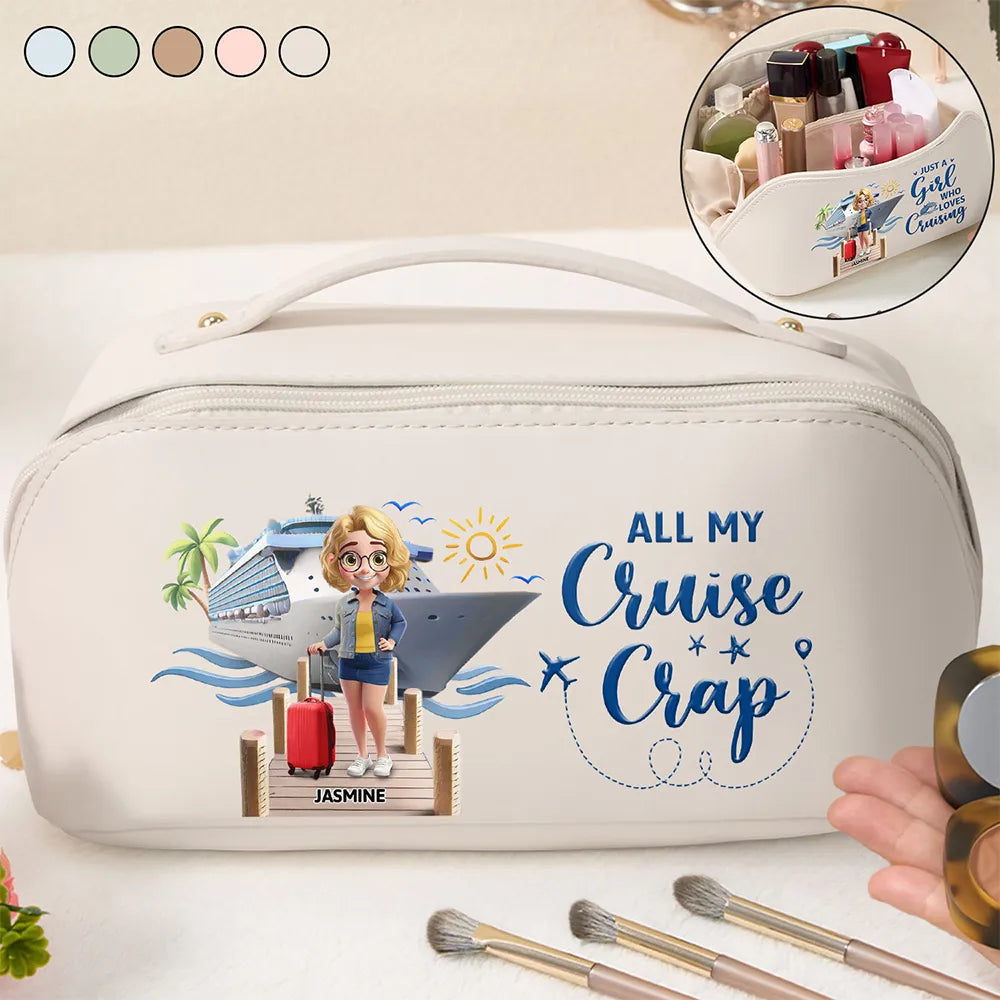 Cruise Makeup Bag with Fun Illustration Design, Travel Storage Essential, Vacation Vibes, Perfect Gift for Friends and Family