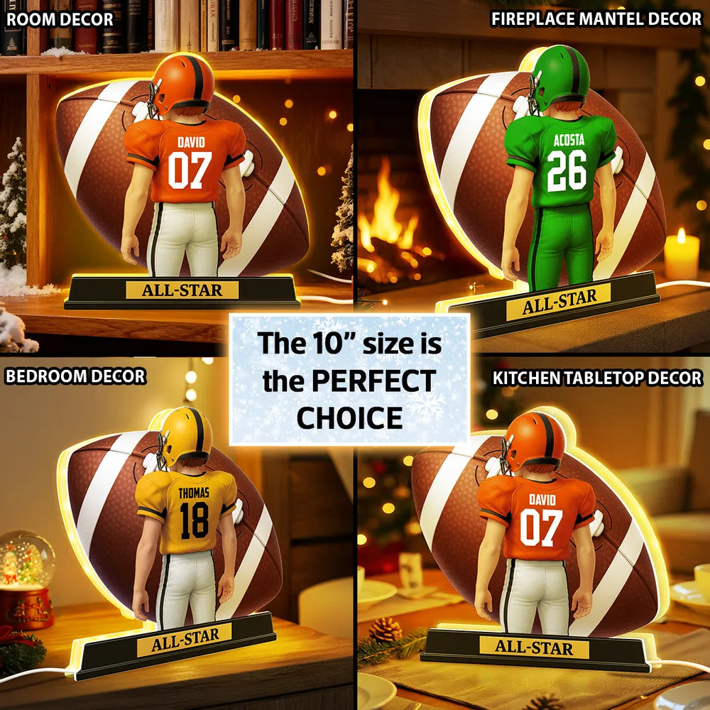 Personalized Acrylic Light Box for Football Player – Custom All-Star Design, Stadium Glow, Unique Gift for Sports Fans