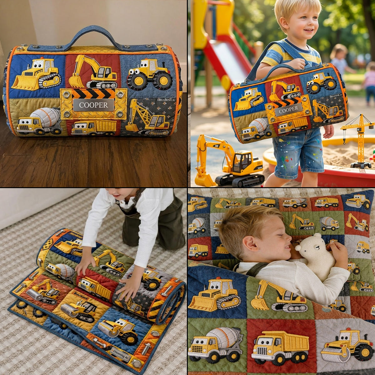 Construction Machine - Personalized Kid Nap Mat