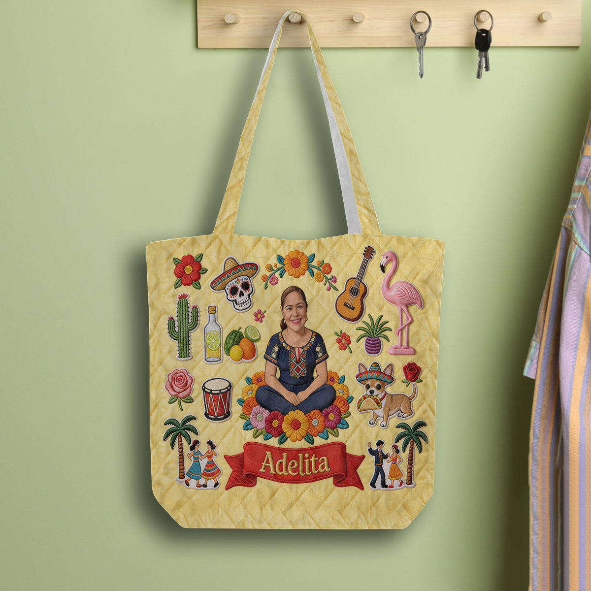 Latina Women, Mexican Vibe - Personalized Latina Women Quilted Tote Bag