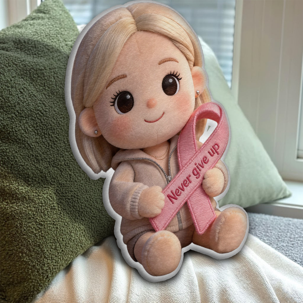 Breast Cancer Awareness - Personalized Breast Cancer Awareness Faux Fur Shaped Pillow