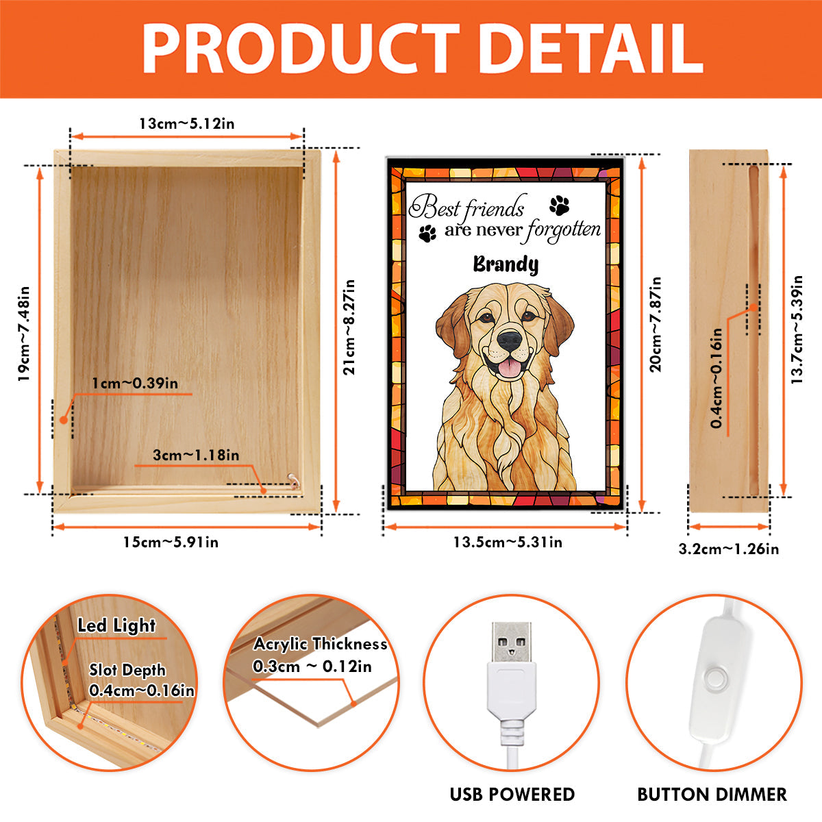 Best Friends Are Never Forgotten - Personalized Dog Picture Frame Light Box