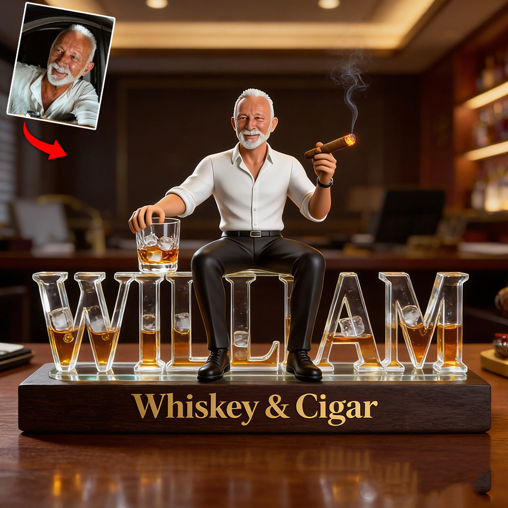 Custom Any Photo Whiskey & Cigar - Personalized Whisky Custom Shaped Acrylic Plaque