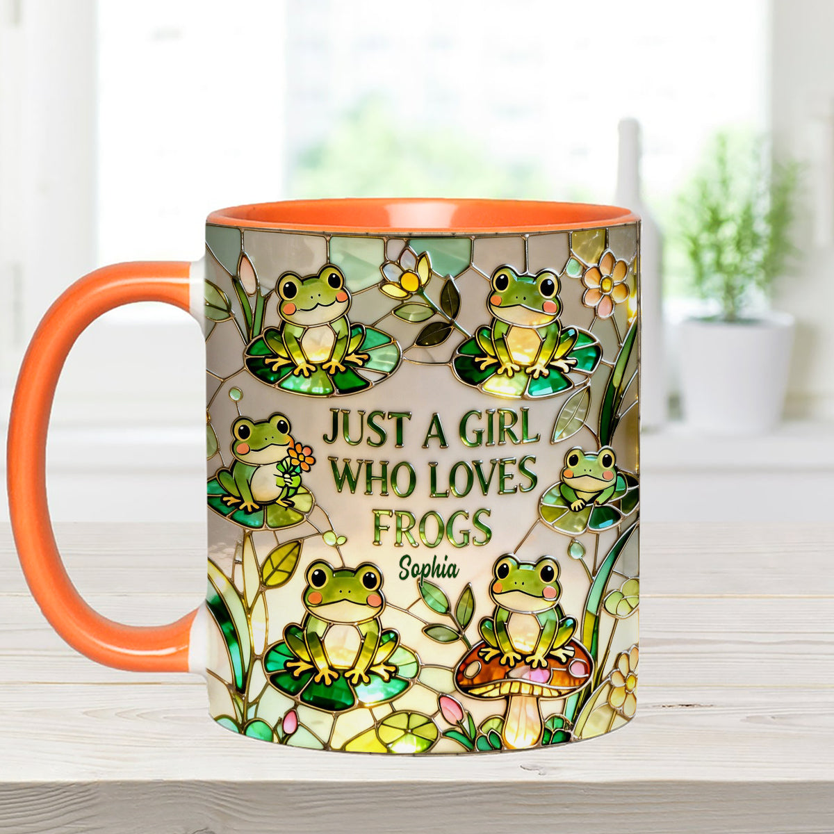 Just A Girl Who Loves Frogs - Personalized Frog Set Accent Mug with Acrylic Stirrers