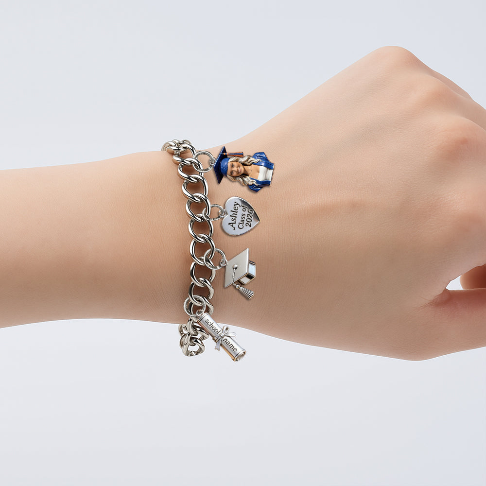 Class Of 2026 - Personalized Graduation Bracelet With Charms