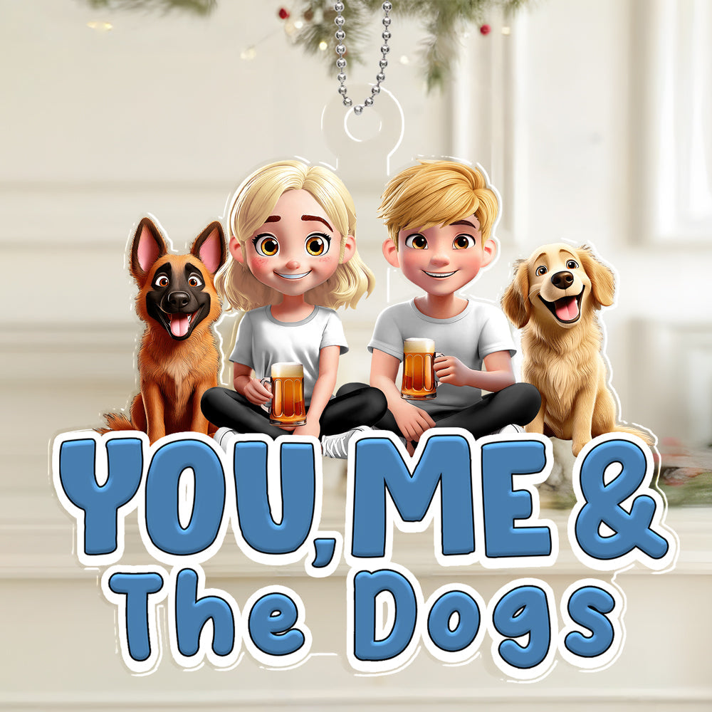 Personalized Acrylic Car Hanger for Couples & Dogs