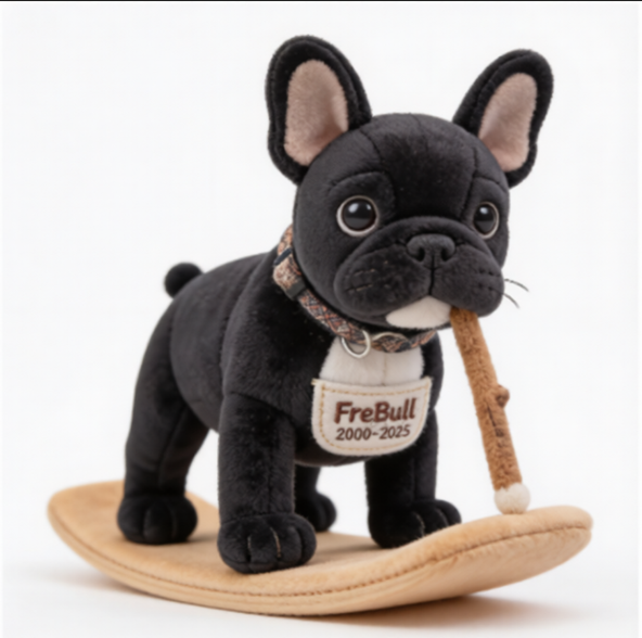 Custom Pet Memorial Black French Bulldog Faux Fur Shaped Pillow - Personalized Black Frenchie Dog Loss Remembrance Stuffed Animal, Sympathy Keepsake Gift