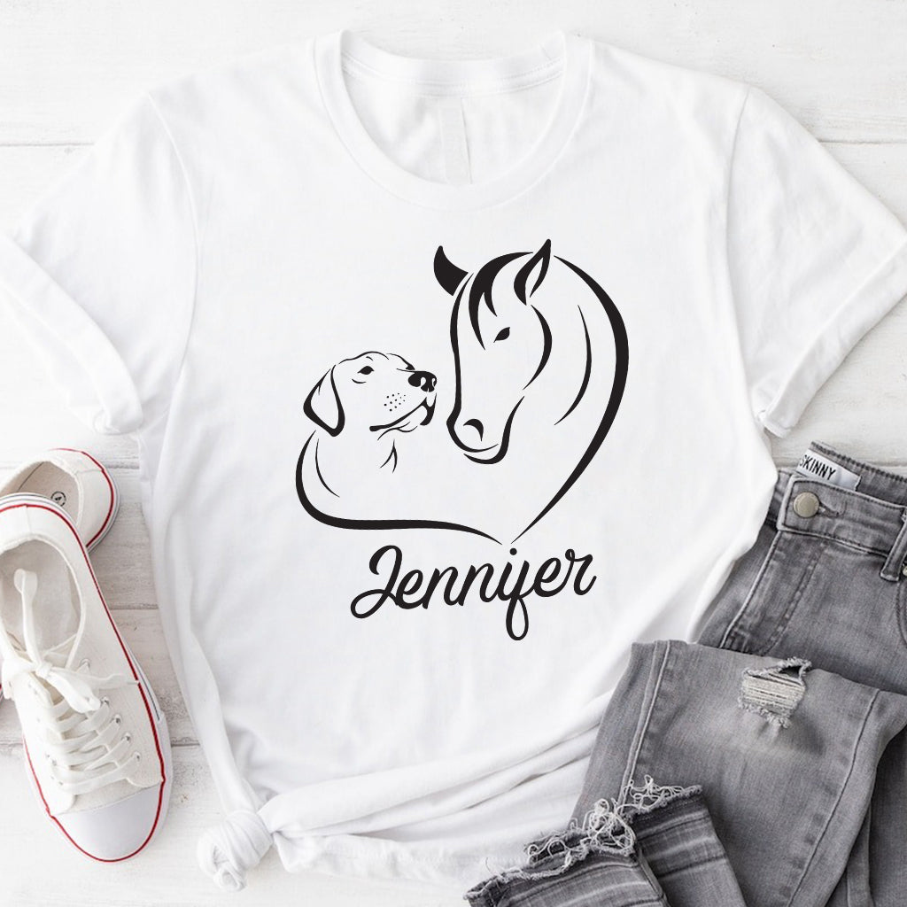 Horse And Dog - Personalized Horse T-shirt And Hoodie
