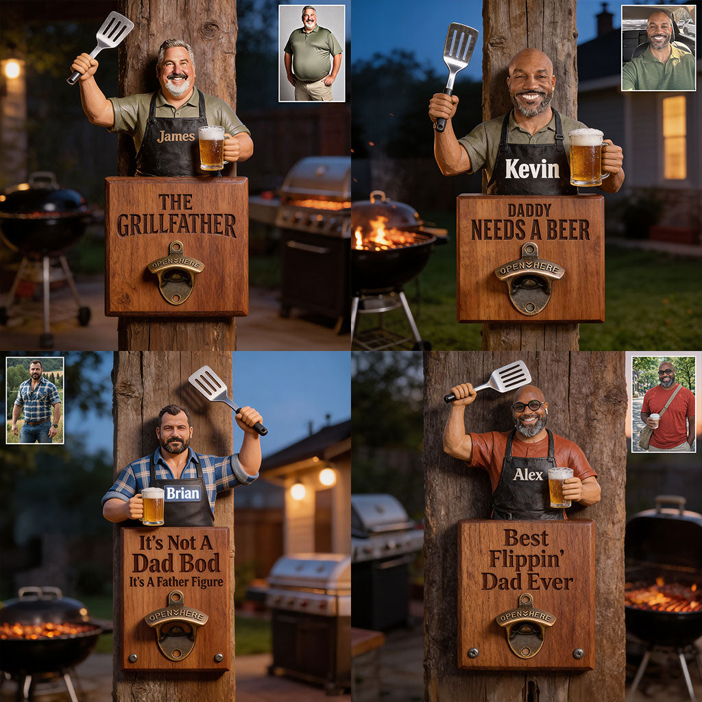 Grill & Brew - Personalized Father Wall Bottle Opener