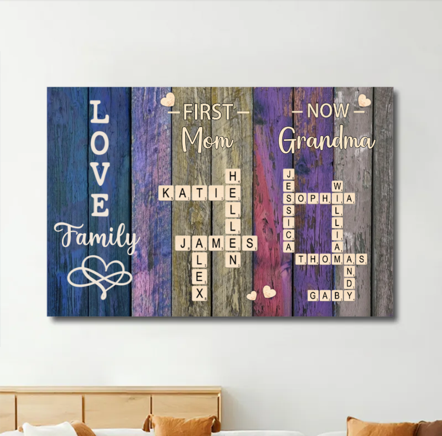 'First Mom, Now Grandma' Family Relationship Custom Canvas – A Perfect Expression of Love and Bond - Personalized Gift for Mother or Daughter