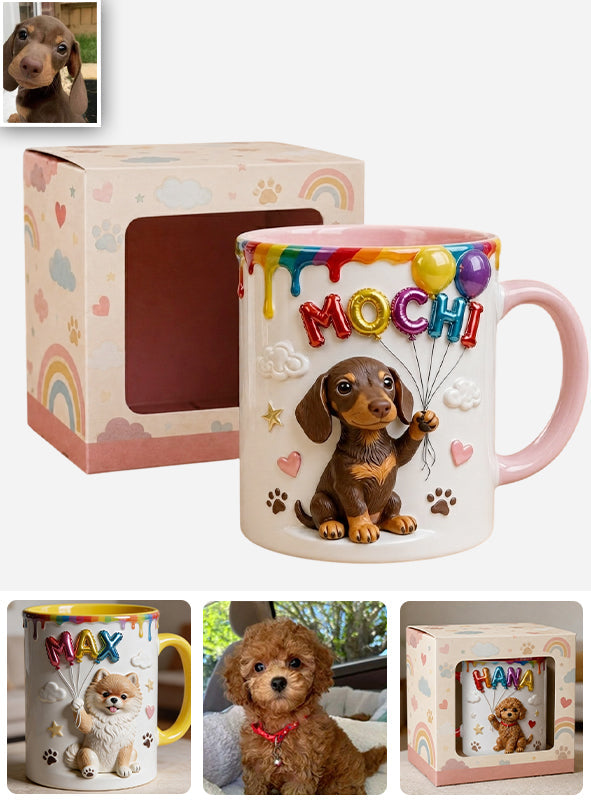 Custom Pet Name Ballon - Personalized Dog Accent Mug With Gift Box