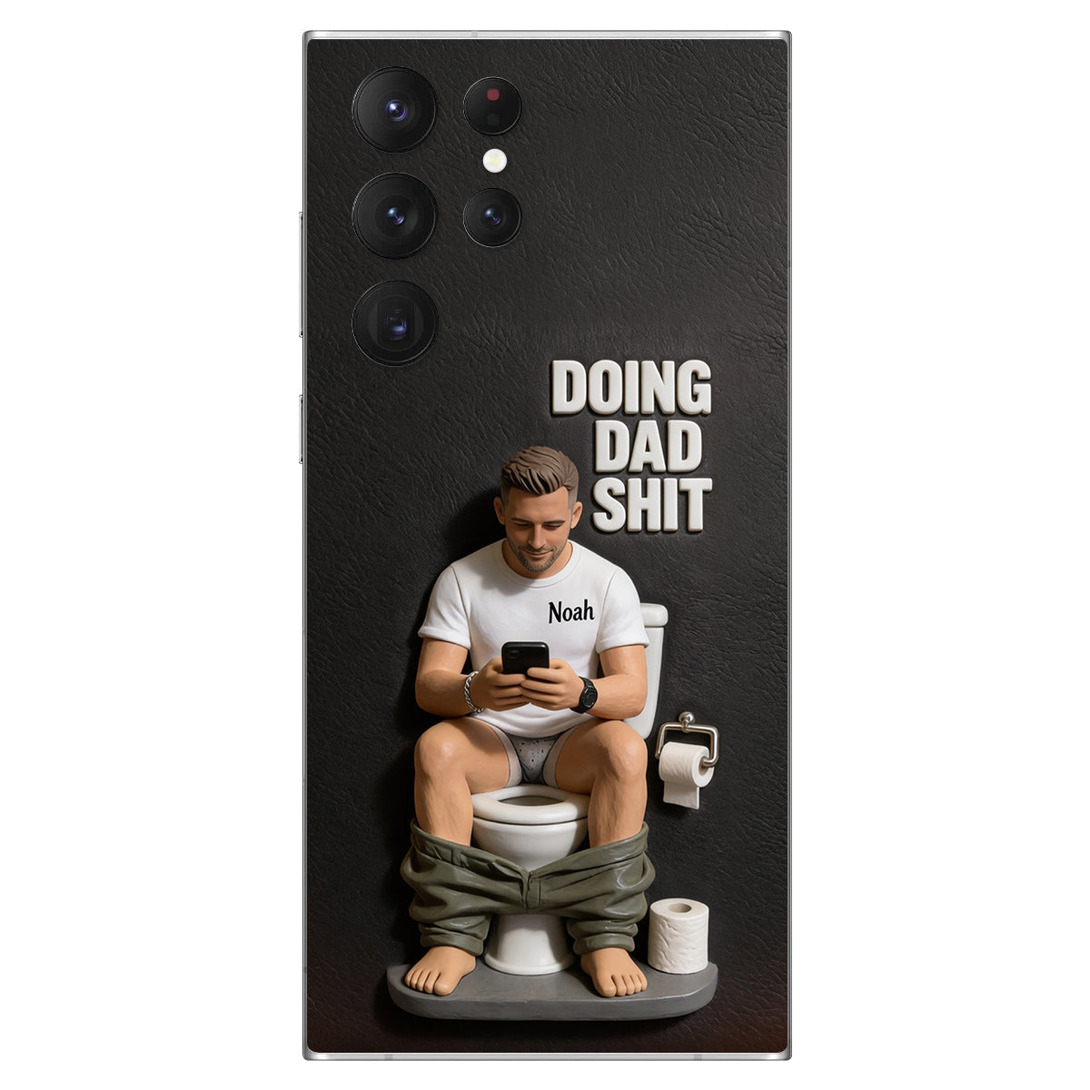 Doing Dad Shit - Personalized Father 3D Embossed Leather Phone Case