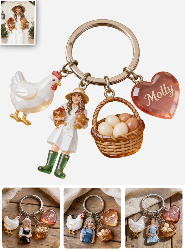 Custom Any Photo - Personalized Chicken Premium Keychain With Charms