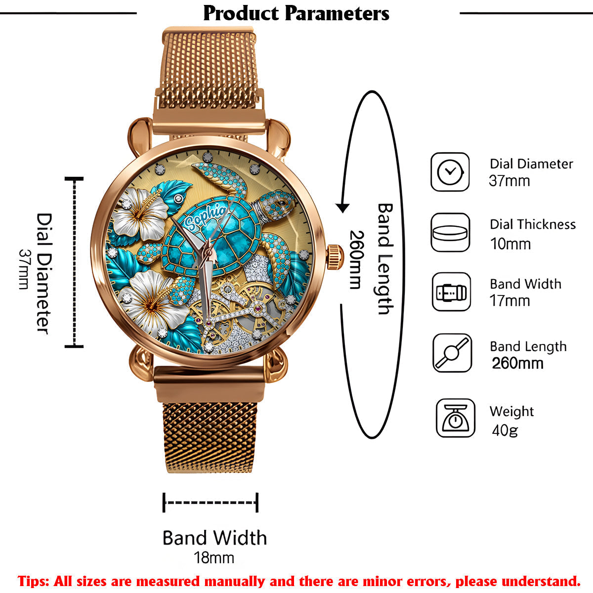 Beautiful Turtle - Personalized Turtle Women Hand Watch