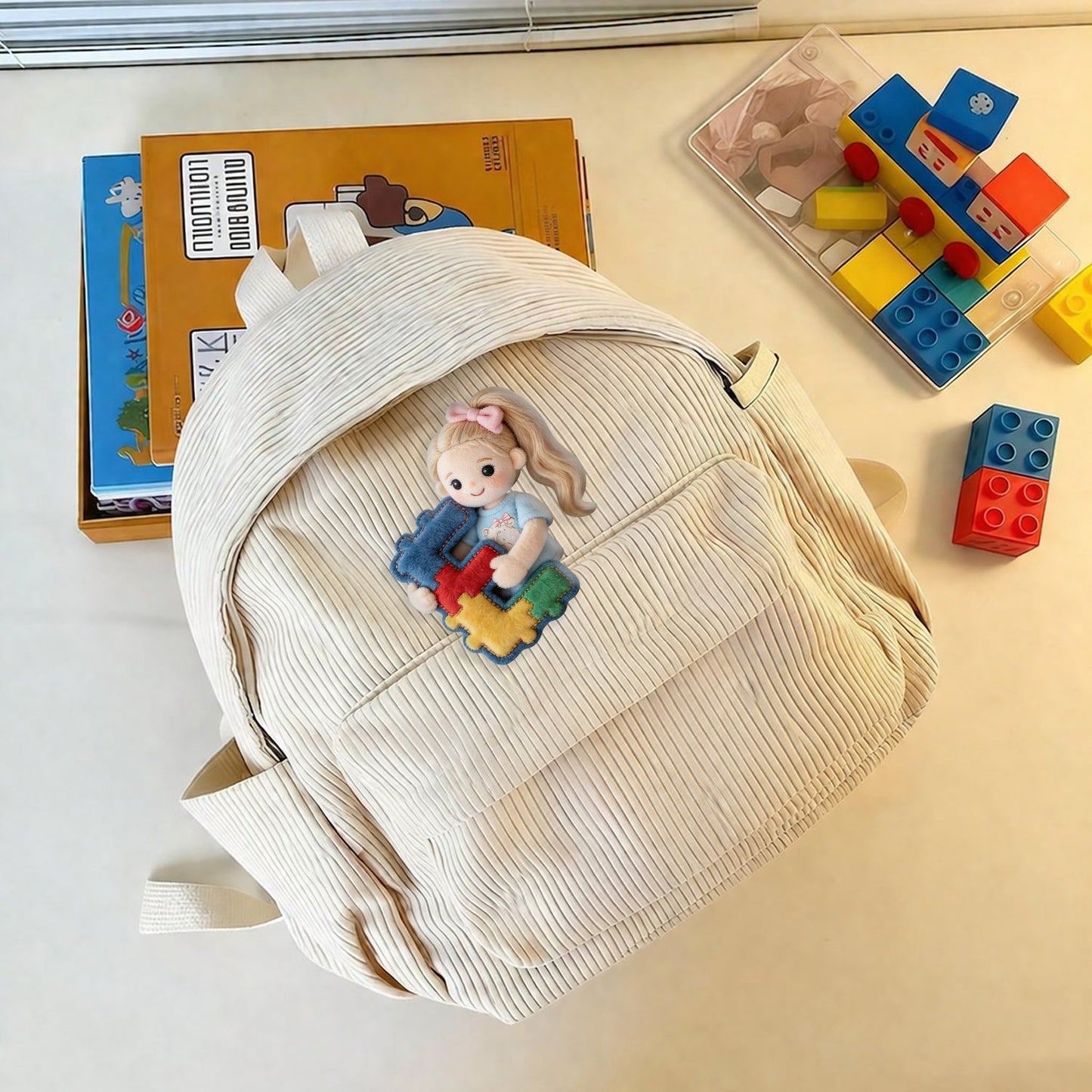 Custom Any Photo, Any Letter - Personalized Autism Awareness Plush Brooch