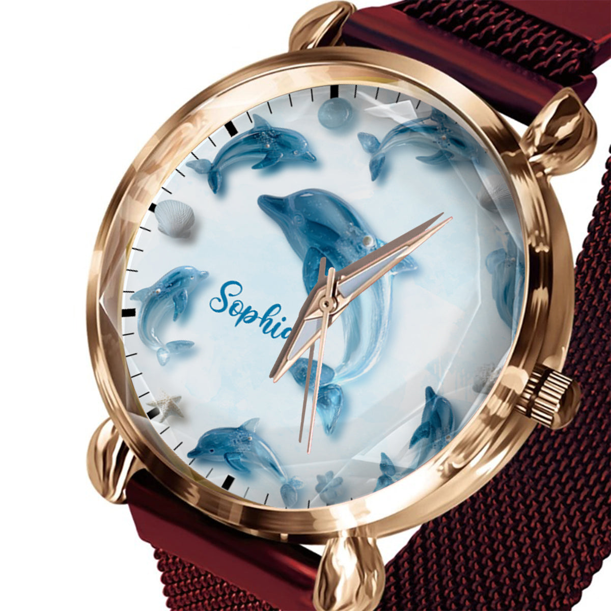 Glassy Dolphin - Personalized Dolphin Women Hand Watch