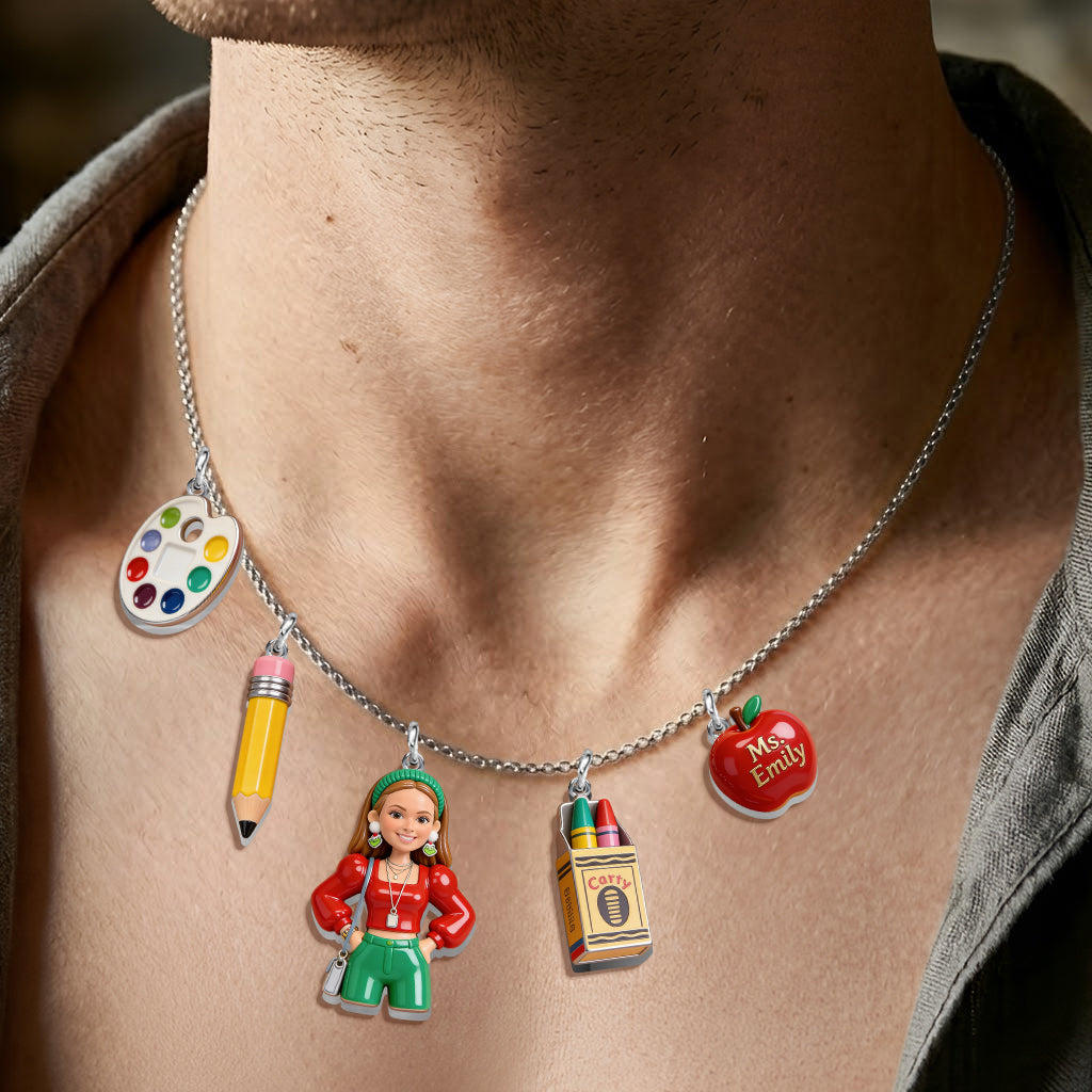 Best Teacher Ever - Personalized Teacher Metal Necklaces With Pendants