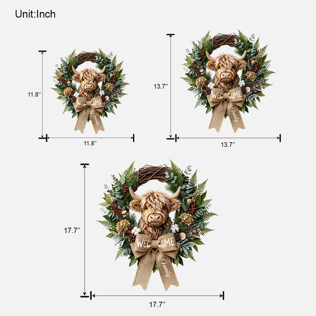 Cute Highland Cow Welcome Sign - Personalized Highland Cow Custom Shaped Wood Sign