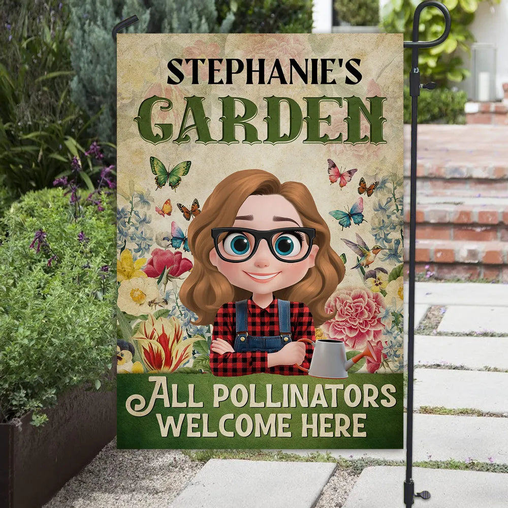 Custom Garden Flag Only for Garden Lovers, Whimsical Butterfly Florals and Friendly Gardener, A Heartwarming Unique Gift
