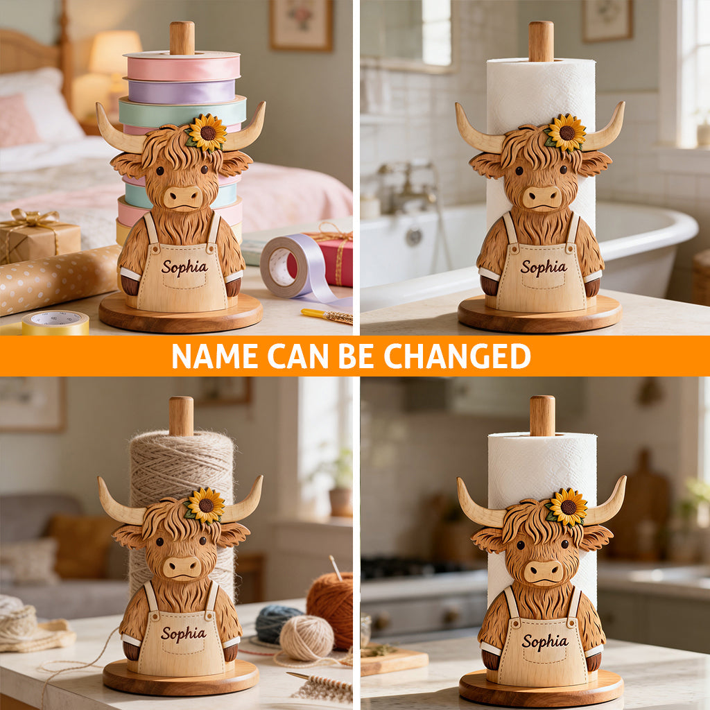 Just A Girl Who Loves Highland Cow - Personalized Highland Cow Paper Towel Stand