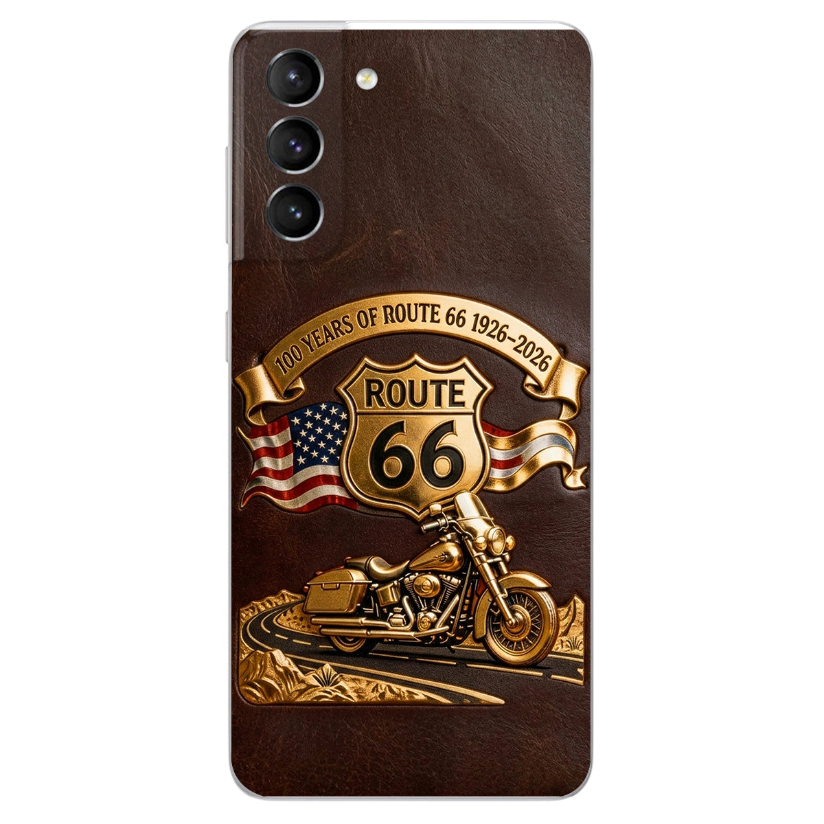 100 Years Of Route Personalized Gifts For Bikers - Personalized Biker 3D Embossed Leather Phone Case