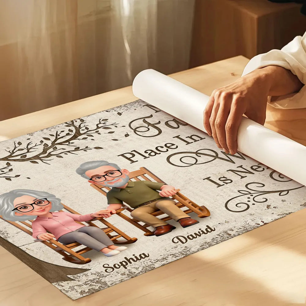 My Favorite Place Is Next To You Poster, Personalized Elder Couple Wall Decor with Hearts, Sweet Everyday Love Gift for Couple