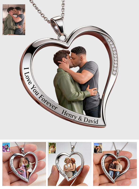 I Love You - Personalized LGBT Support Shaped Metal Pendant Necklace