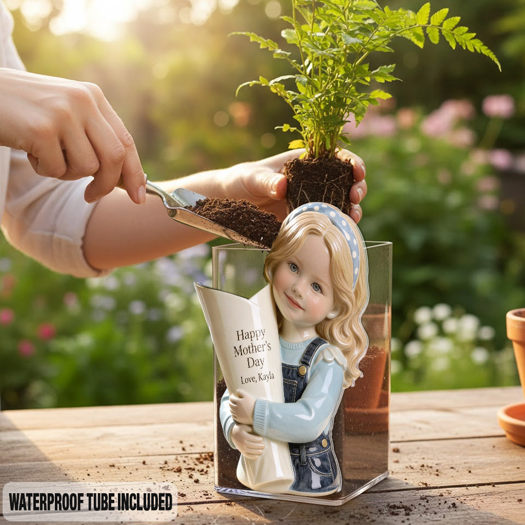 Flower Bouquet Vase - Perfect Mother's Day Gift - Personalized Kid Acrylic Flower Vase