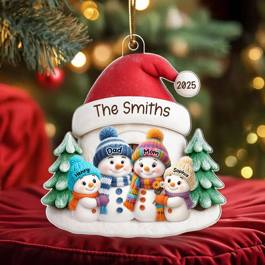 Snowman Family Acrylic Ornament – Heartwarming Holiday Gift for Parents & Kids, Cozy Christmas Decoration