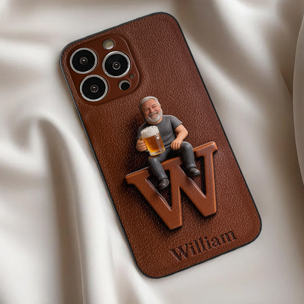 Custom Any Photo - Personalized Beer 3D Embossed Leather Phone Case
