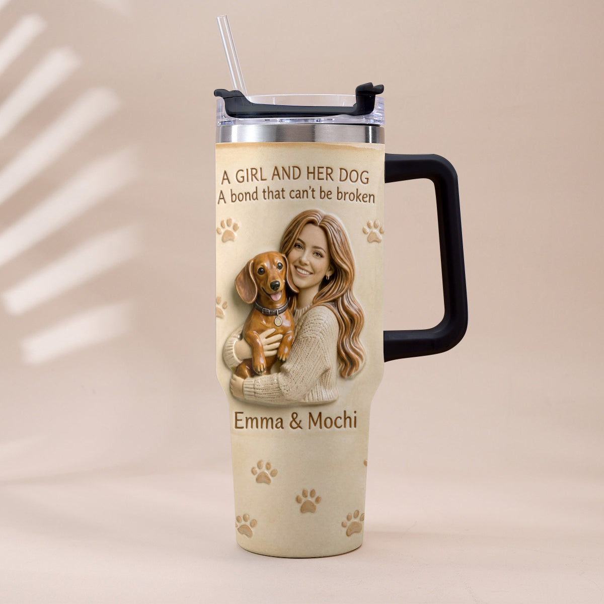 Always By My Side - Personalized Dog Tumbler With Plush Charm