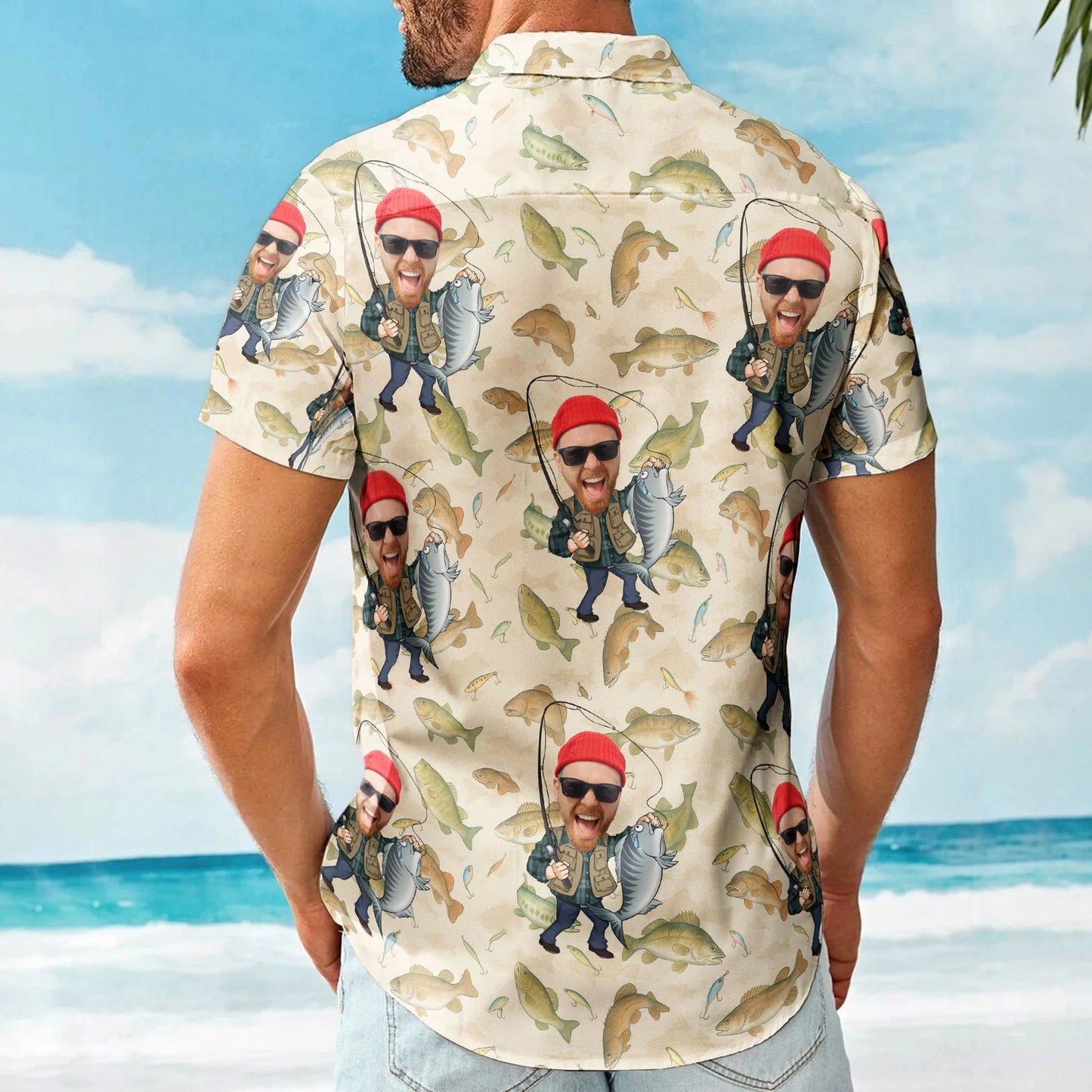 Personalized Fishing-Themed Hawaiian Shirt – Cool Gift for Dad or Husband