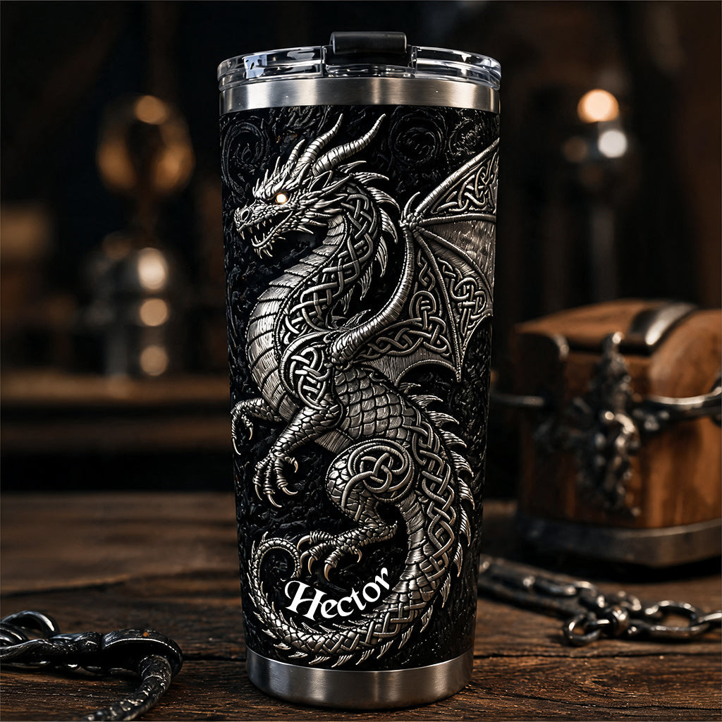 Celtic Knot Dragon - Personalized Dragon Tumbler