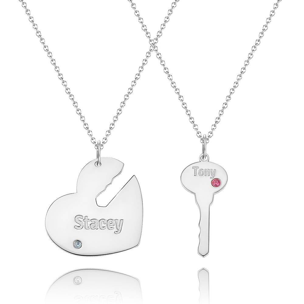 You Are My Key - Personalized Couple Engraved Name Couple Necklace