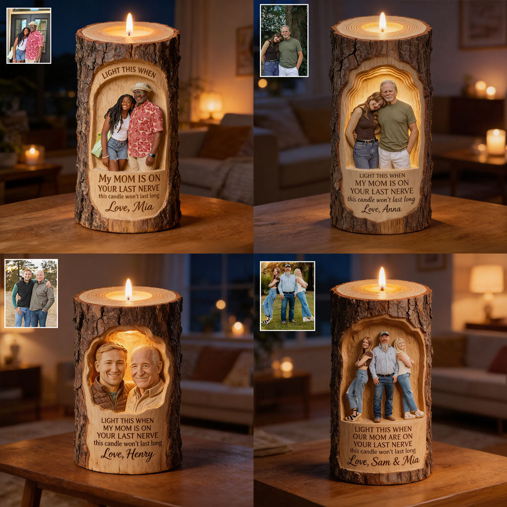 Light This Candle - Personalized Father Custom Shape Wooden Candle Holder
