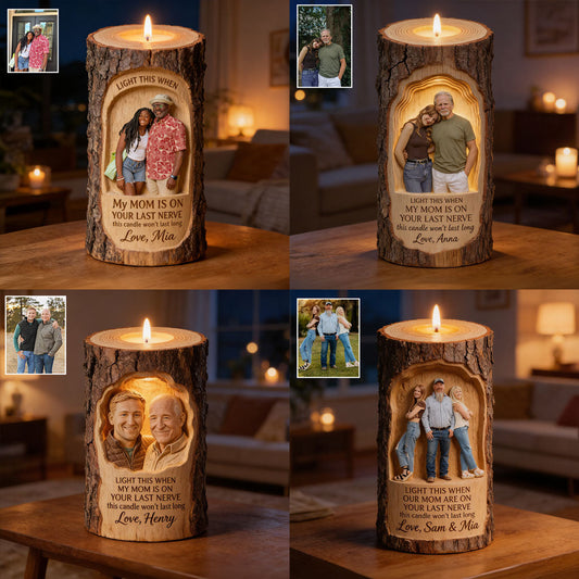 Light This Candle - Personalized Father Custom Shape Wooden Candle Holder